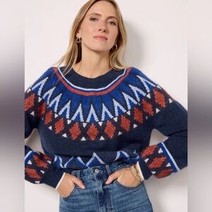 Sundry Navy and Rust Patterned Sweater